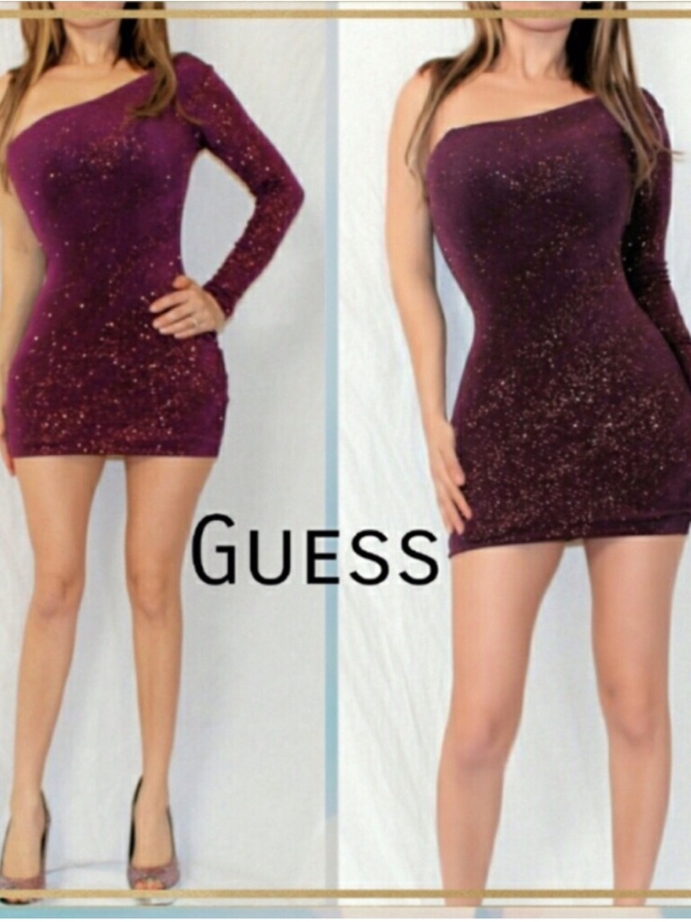 Guess by Marciano Plum One-Shoulder Sequin Bodycon Dress